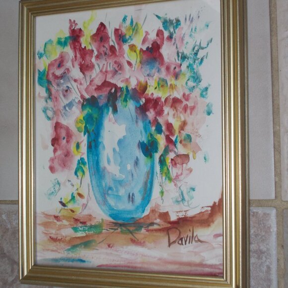New Original Collectable "Passion Red Floral" impressionistic 8x10 watercolor - Picture 2 of 4